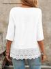 French Forest Style Hollow Embroidery Lace Casual Women's Short Shirt