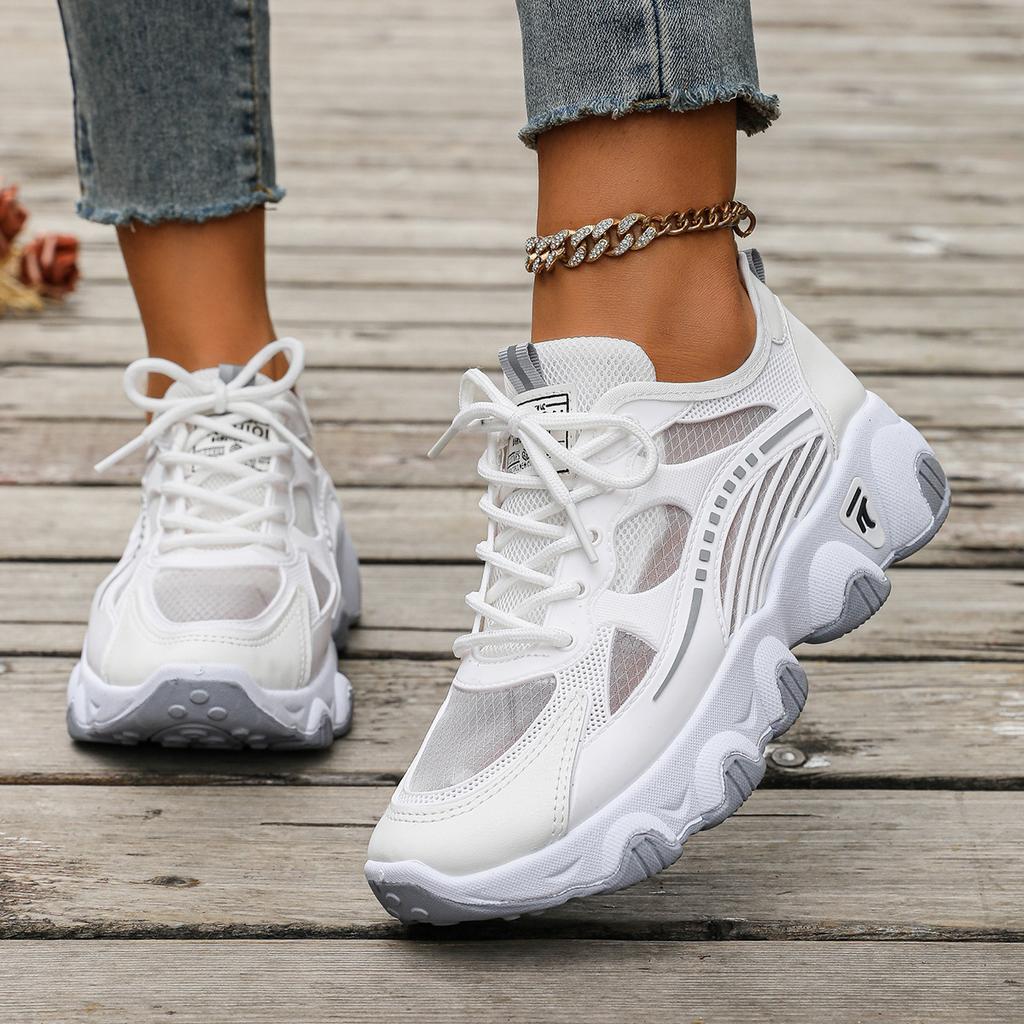 2025 summer ice silk mesh white shoes casual breathable student sports shoes dad shoes women ins trendy shoes women