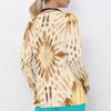 Women Plus Size Abstract Printed Nurse Scrub Top V Neck Long Sleeve With Front Pockets