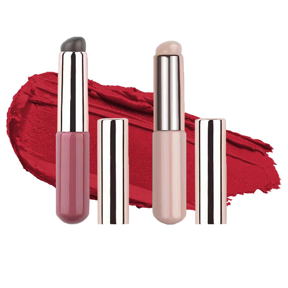 

Lip Brush Concealer Brush Silicone Round Head Silicone Brush Makeup Brush Lipstick Brush Portable Tapping Concealer Brush Silicone Puff Red (Wine +