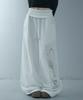LOOXP Graphic Rivet Folding Training Wide Long Pants Ivory