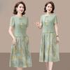 Traditionelles chinesisches Cheongsam-Kleid für ältere Frauen Sommer Fake-Zweiteiler Outfit Retro-Stil Bauchbedeckung
