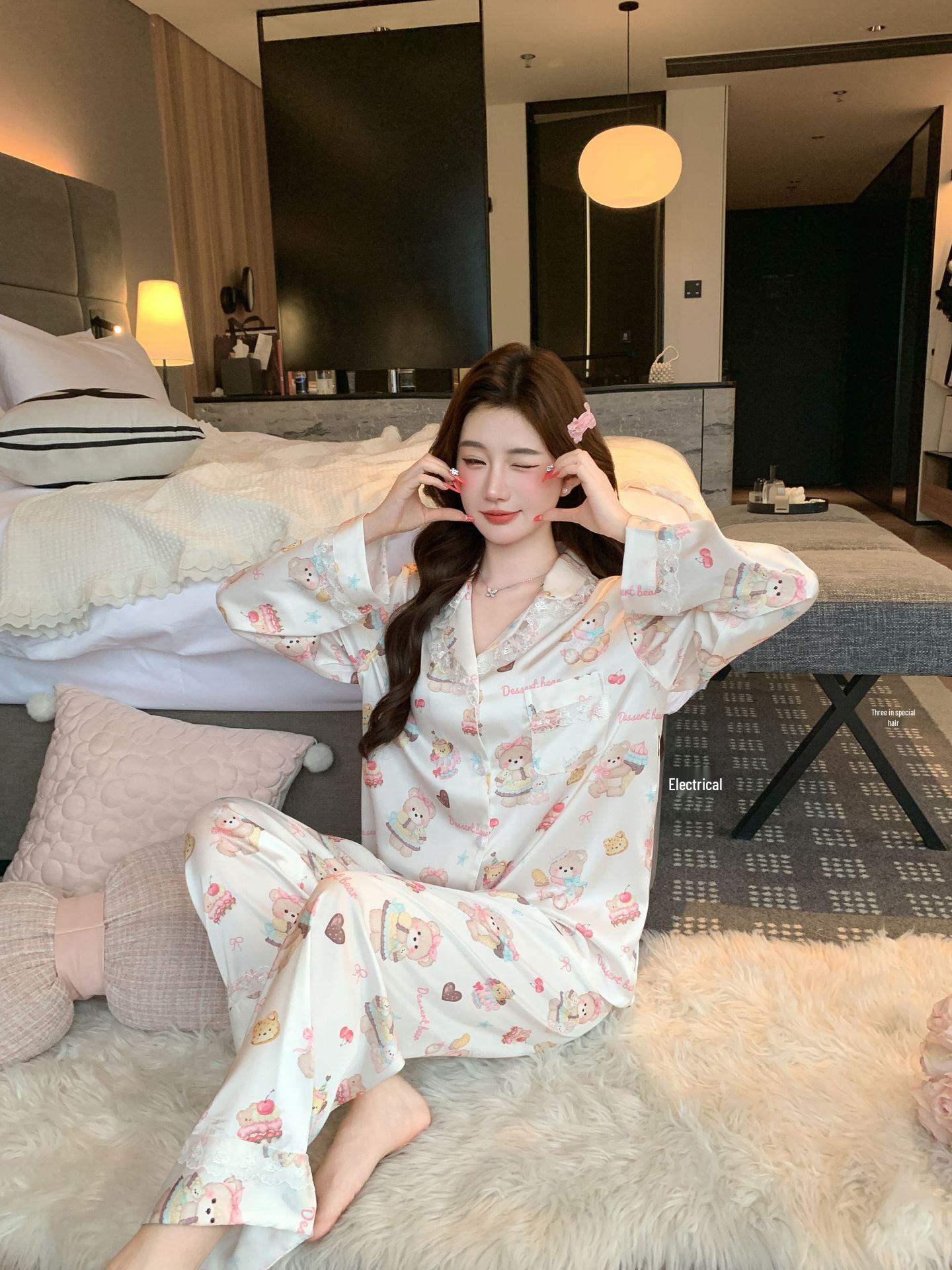 

Spring/Summer 2026 Ice Silk Women s Pajamas: Cute Cartoon Design, Lightweight, Xiaohongshu Trend, Suitable for Outdoor Wear Large
