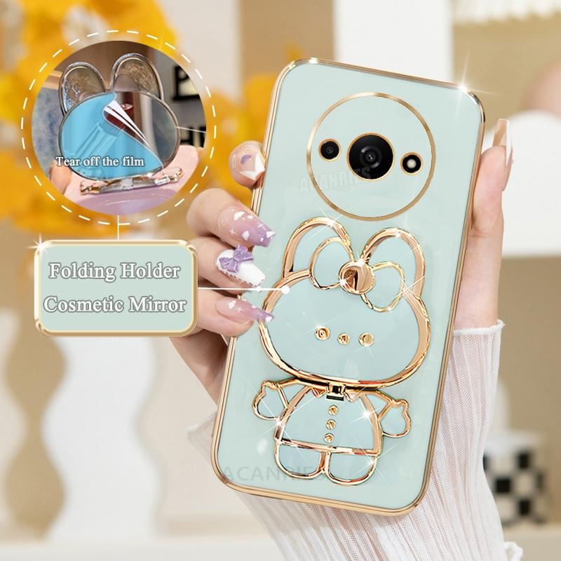 

Redmia3 Роскошный чехол-держатель для зеркала с покрытием для Xiaomi Redmi A3 4g A1 A2 Plus 13 12 13c 12c 10 10a 10c 9c Силиконовый чехол-подставка Redmi A3 4g