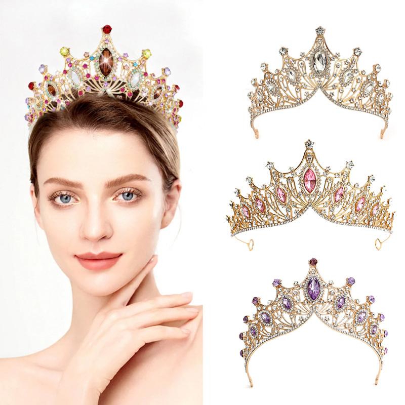 Hair Dress Jewelry Vintage Headwear Baroque Princess Queen Elegant Rhinestone For Wedding Tiara Crown Hair Accessories