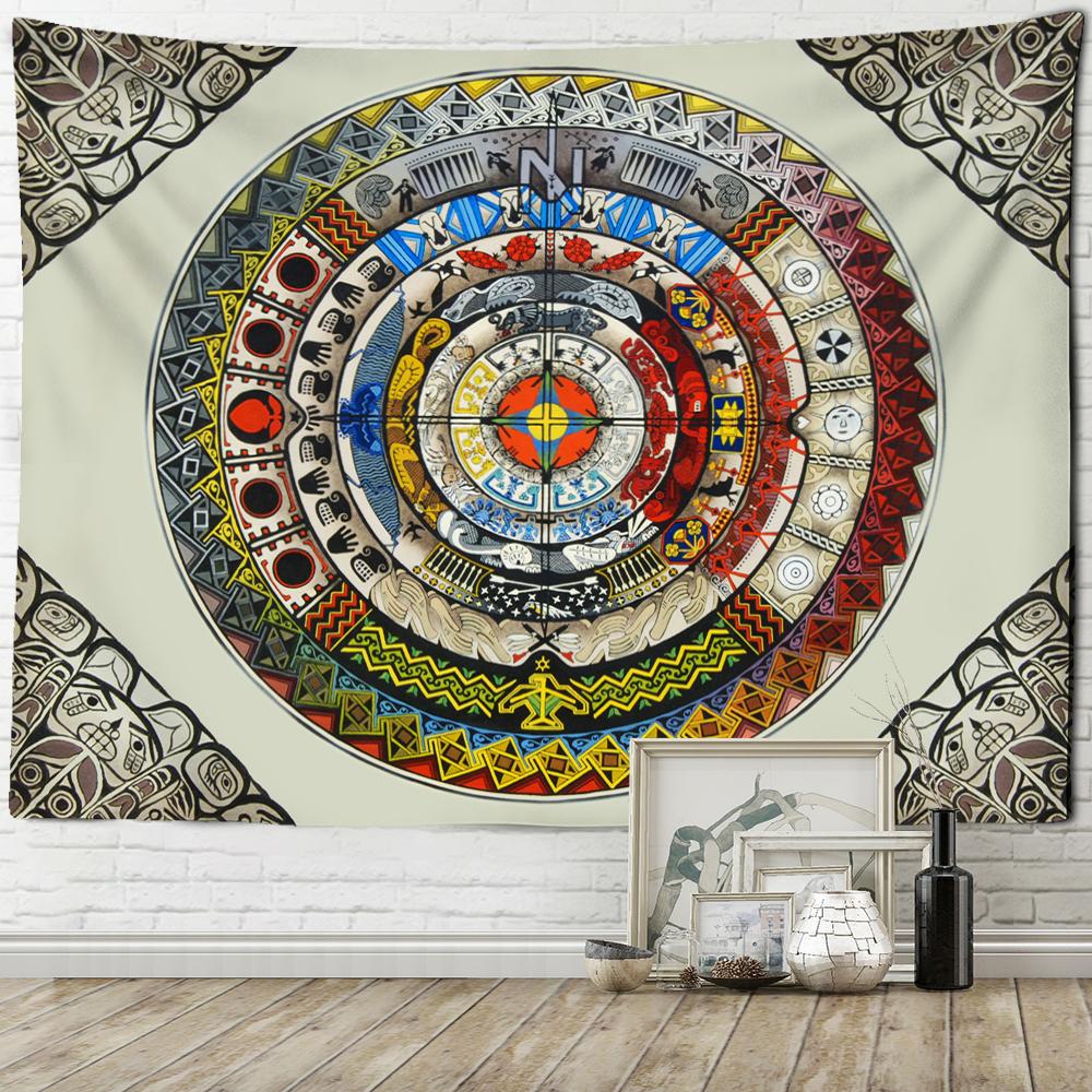 Tapiséria Mandala Tarot Zverokruh Hviezda tanier Slnko a Mesiac Nástenný záves Hippie Tapiz Estetika Umelec Home Decor