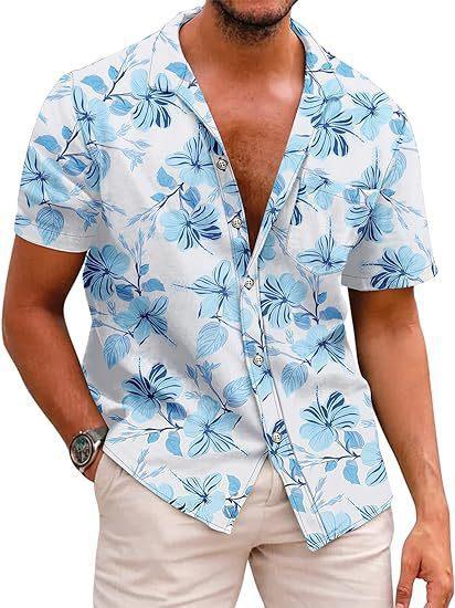 Summer Essential! Tropical Leaf Print Short-sleeve Shirt