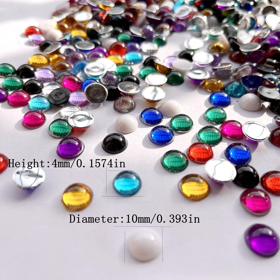 100 Pcs Beautiful Color 10mm Semi-circular Phone Case Decoration Flat Back DIY Jewelry Decoration Crystal Rhinestone