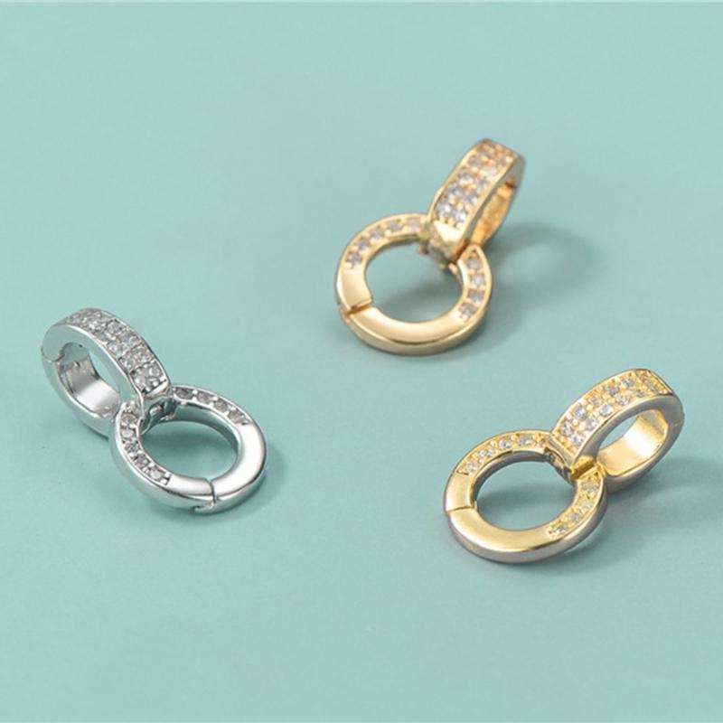 Exquisite Copper Connector with Micro Pave Cubic Zirconia Jewelry Findings Enhancer Clasps for Customized Accessories