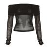 # Sisjuly# Fashion Sexy off-the-Shoulder Mesh See-through Easiest for Match T-shirt Female Stylish Slimming Long Sleeve Top