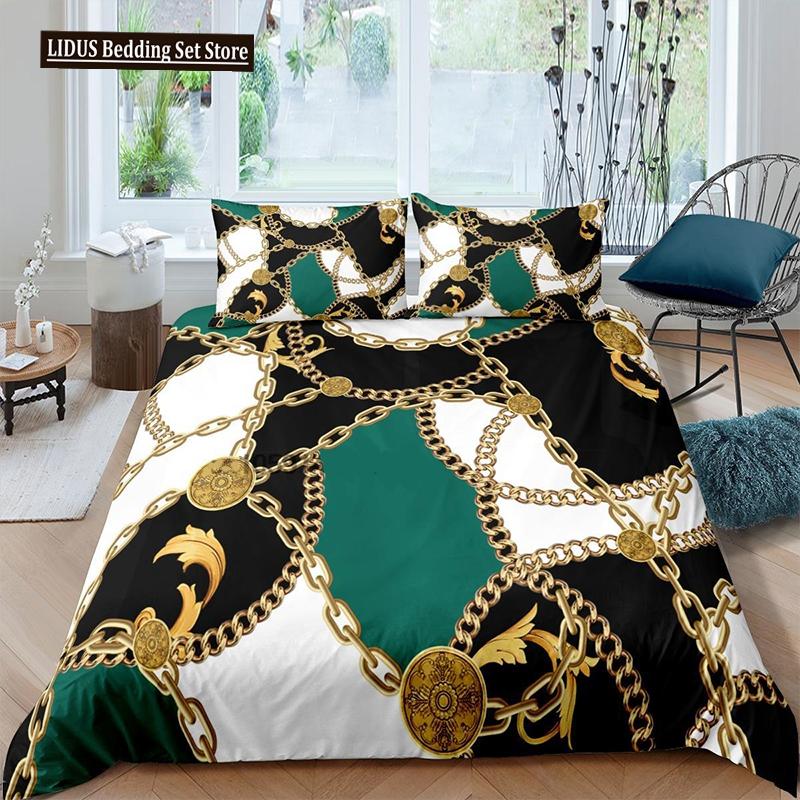 Luxury Baroque Modern Art 3D Golden Lion Print Duvet Cover Set 2/3 Pcs Pillowcase Bedding Set AU/EU/UK/US Queen And King Size