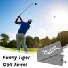 Schwarzes lustiges Tiger Stickerei Golfhandtuch mit Karabinerclip Mikrofaser Polyester und Nylon Weiches Material Golfzubehör