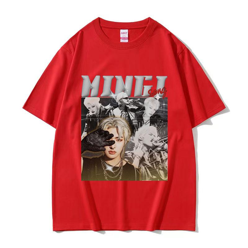 T-shirt Grafica Coreana Ateez MINGI Unisex Hip Hop Retro Moda Manica Corta T-shirt Casual Oversize Cotone Streetwear