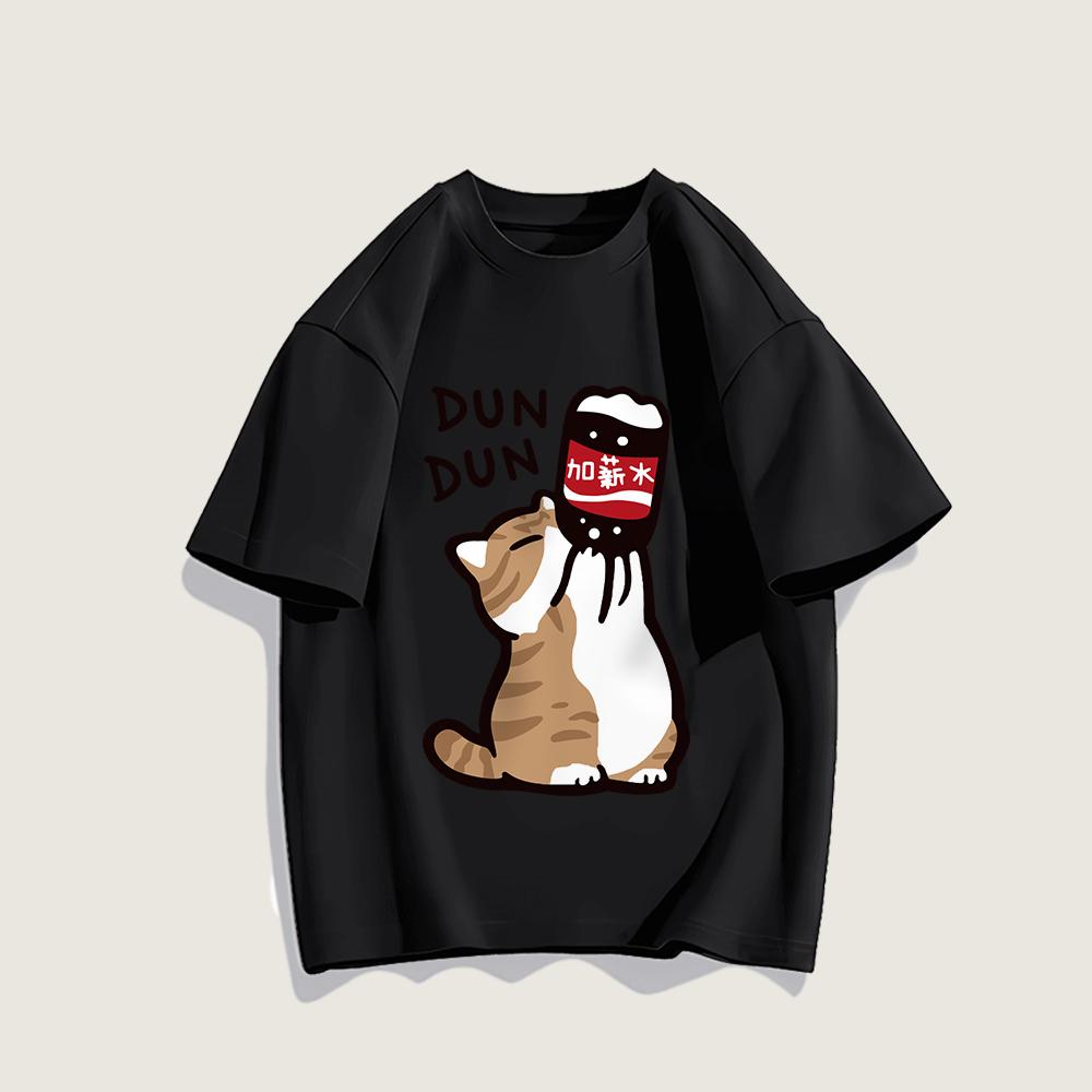 

Мультяшная футболка с принтом кота Дан Дана для взрослых и детей, хлопковая, уличная, летний топ, крутая футболка, одежда, короткий рукав M