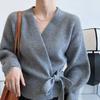 Strickjacke Pullover Weibliche Herbst Fliege V-ausschnitt Stricken Frauen Kurze Hohe Taille Strickjacke Mantel Overlay Design Sinn Pullover