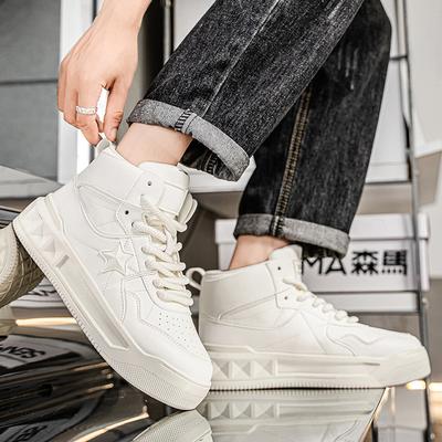 Autumn Men's Casual Sports Shoes Flat Heeled Boots High Cut Thick Soled Sports Shoes Men's Outdoor Travel Shoes
