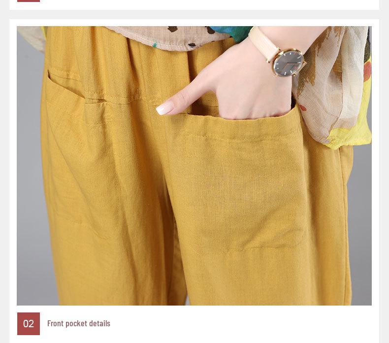 2025 New Plus Size High Waist Cotton Linen Capri Harem Pants for Women - Summer Casual Style