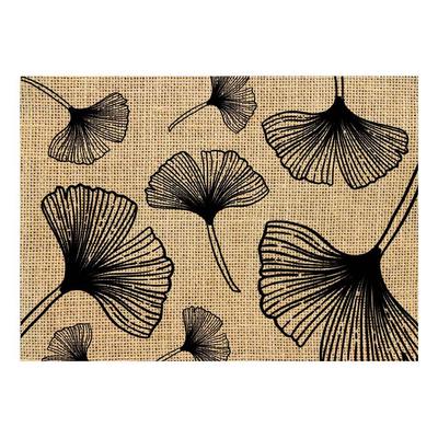 [Q4142] - Black Beige 'Jungle' Burlap Placemat - 42x30 Cm