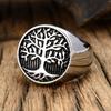 Classic Tree of Lift Signet Ring Gold/Silver Color Stainless Steel Biker Rings Men Viking Amulet Rings Nordic Jewelry Size 7-15