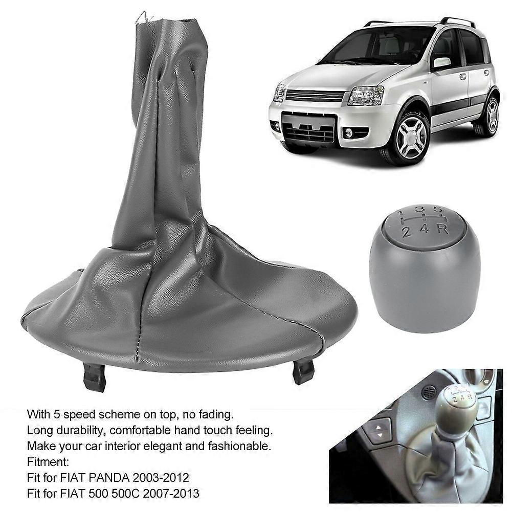 5 Speed Gear Shift Knob with Dust Cover Boot 71775051 Fit for Fait Panda 500 500C