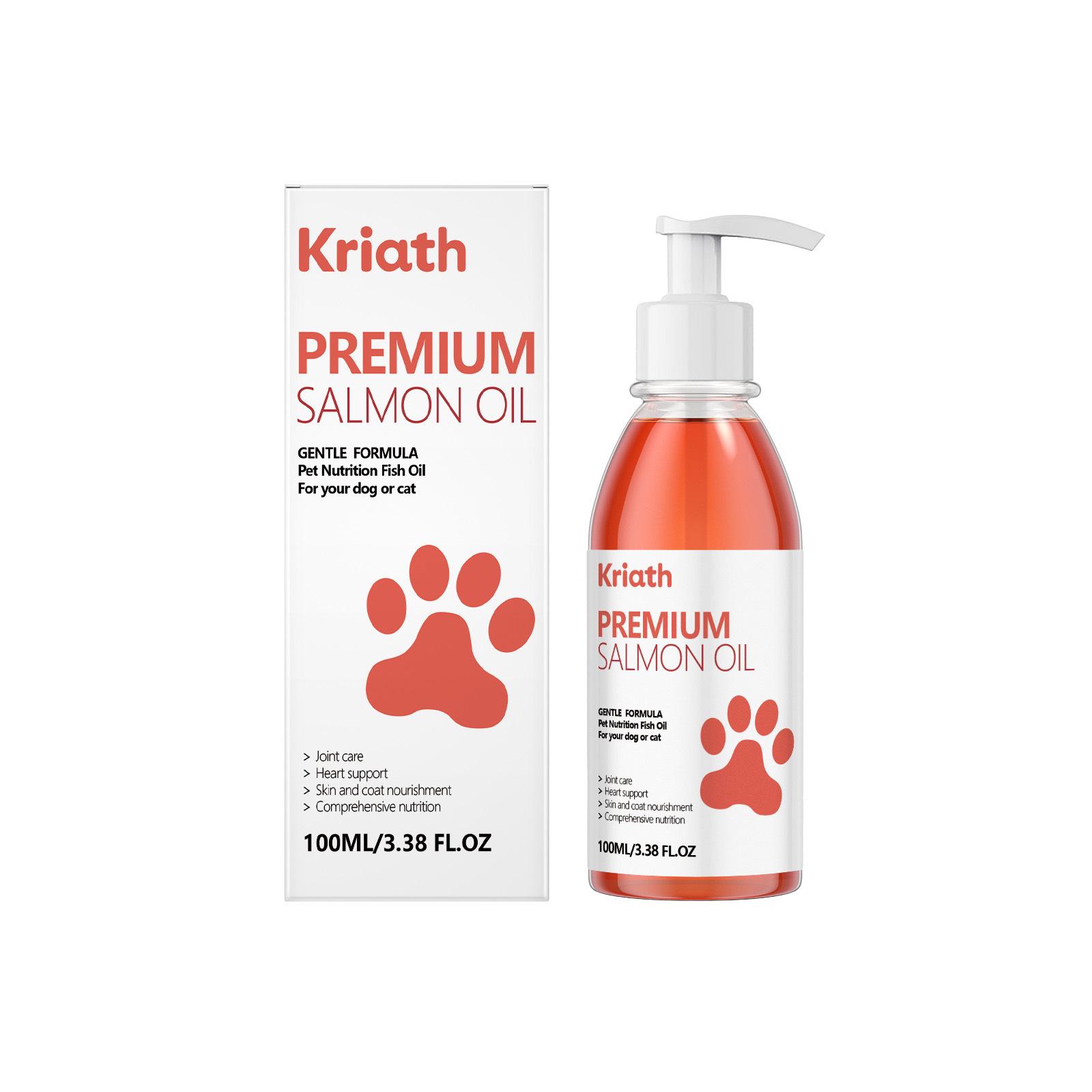 Kriath Pet Salmon Oil for Dogs: Soft & Shiny Fur Nourishment.