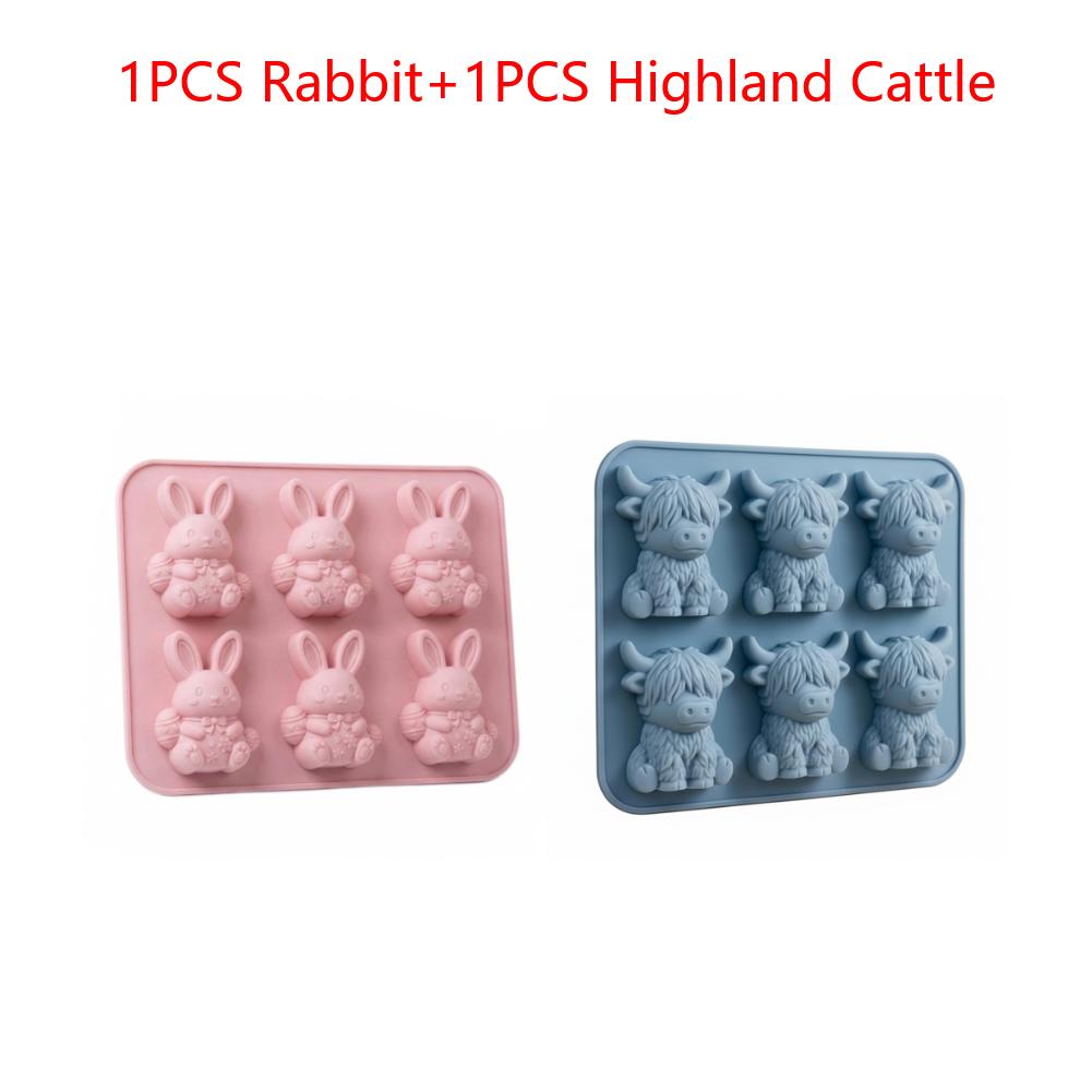 Silicone Easter Casting Moulds Soft Elasticity Silicone Easter Plaster Mould 6 Cavities for Handmade Wax Soap Craft Home Decor