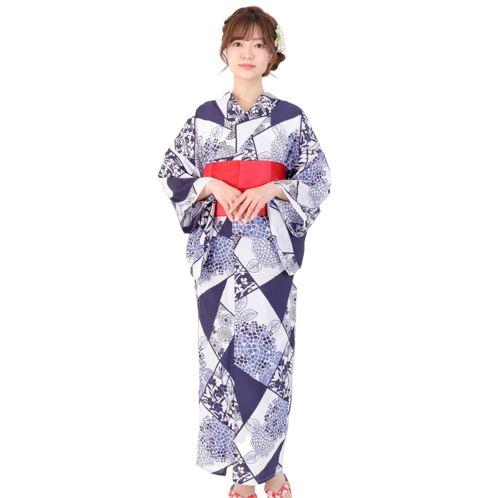 

Yukata cool can be worn by all Japanese easy to put knotted thong geta one size fits most [RAVIR] Women s 3-piece set, Hydrangea, impression, ages,