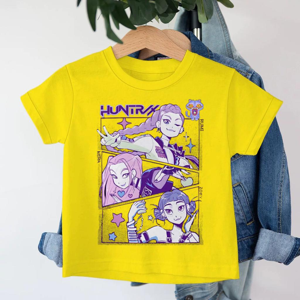 Girls Boys Clothes KPop Demon Hunters T-Shirt Cartoon Print Kids Harajuku Tees 2025 Movie Fans Gift Cotton Summer Tshirt Tops