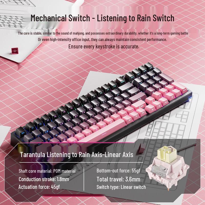 AULA F98 99-Key Triple Mode Hot-Swappable Gaming Mechanical Keyboard