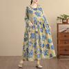 DIMANAF New 2026 Women Long Dress Plus Size Spring Summer Vintage Loose Oversize Long Sleeve Maxi Floral Print