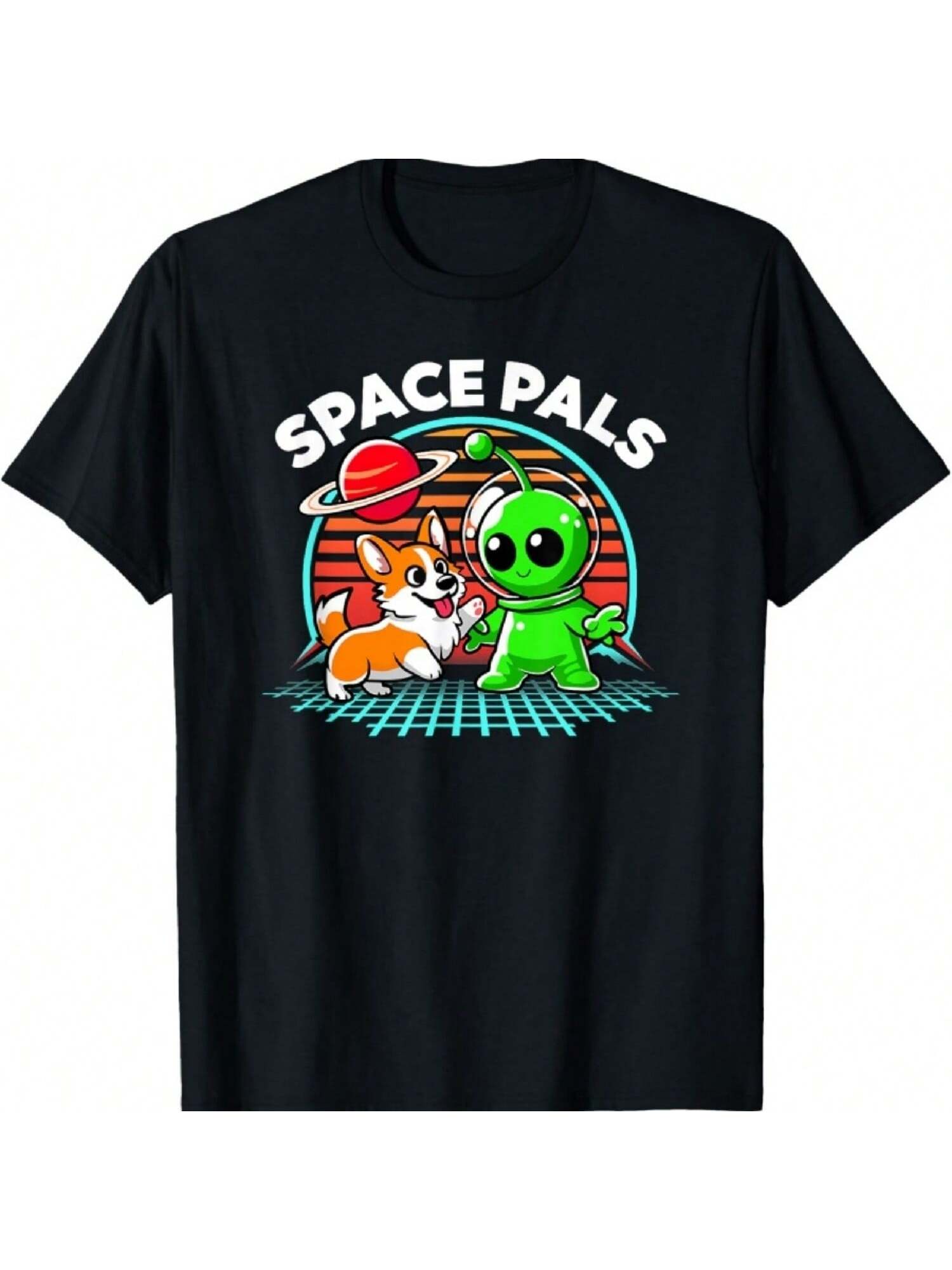 Space Pals Cool Interstellar Buddies Alien Martian Corgi Dog T-Shirt S разноцветный