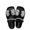 Temperament Rhinestone Bow with Slippers 2025 New Summer Flat Bottom Low Heel Women's Beautiful Outer Sandals