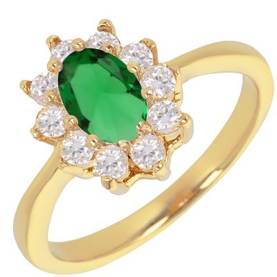 Gold Plated 'Victorina' Emerald Golden Ring - 12mm