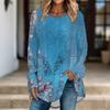 Damen Langarm Tunika Top Print Rundhals Locker Geschnitten Bluse Mit Taschen Lässig Tägliche Kleidung Damen Oberteile
