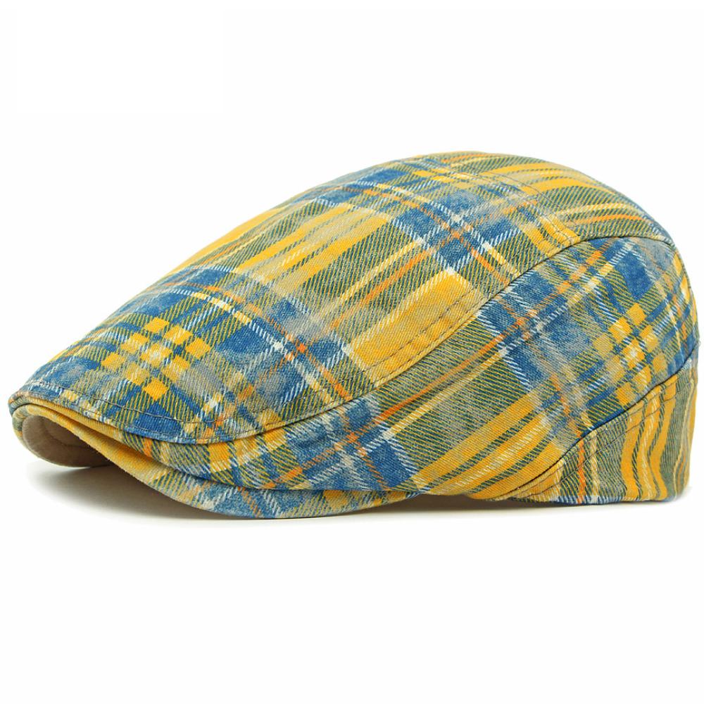 HT4800 Beret Caps Men Women Vintage Plaid Artist Painter Beret Hat Male Female Ivy Flat Cap Spring Summer Adjustable Mens Berets
