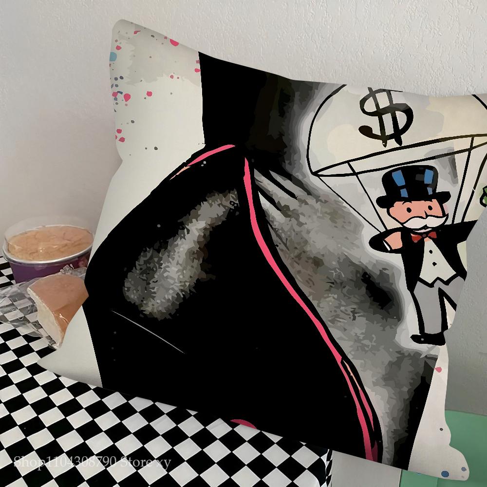 Game Dollar Alec Monopoly Man Pillow Case Square Pillow Bedroom Sofa Leisure Comfort Cushion Car Living Room Home Decoration
