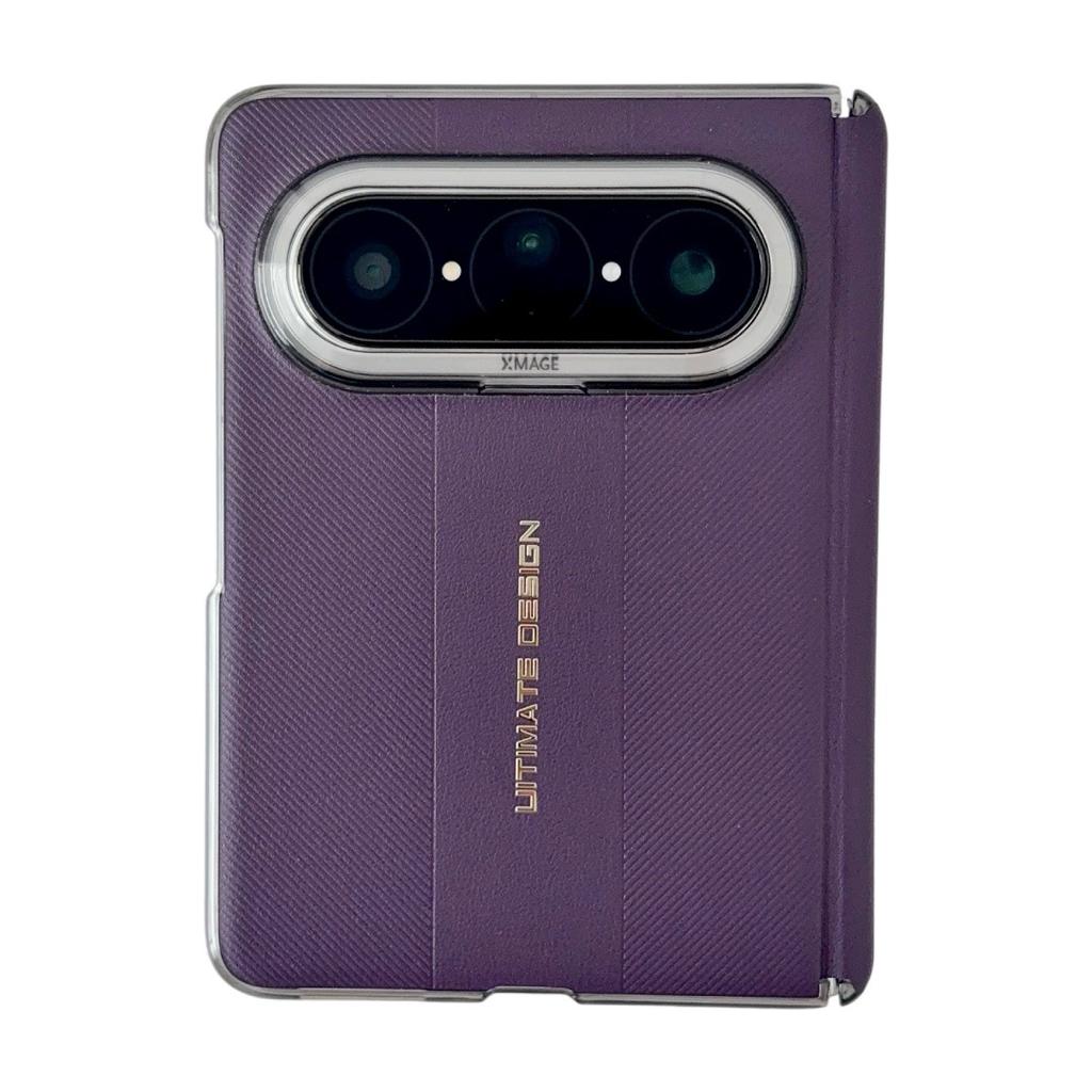 Suitable for Huawei PuraXMax wide folding mobile phone case, light plain leather magnetic suction center shaft hinge , anti-drop hard case