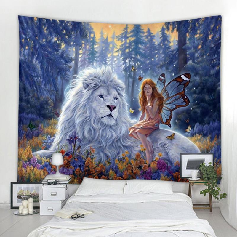 Löwe Tiger Dekoration Wandteppich Mandala Bohemian Hippie Wanddekoration Wandteppich Vorhang hängend Schlafzimmer Wohnzimmer