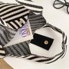 Striped Pattern Knitted Handbag Fashion Crochet Bag For Women Aesthetic Bucket Bag With Snap Button