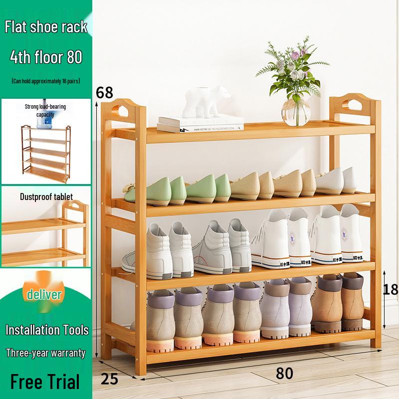 Wall-Mounted Bamboo Shoe Rack: Space-Saving, Dustproof, Multi-Layer Storage for Entryway