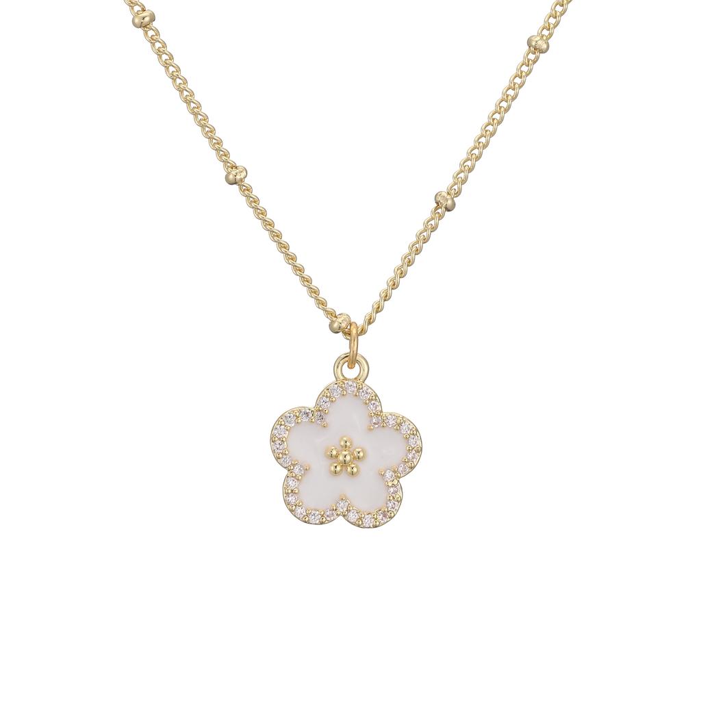 Enamel Dripping Glaze Exquisite Floral Zircon Jewellery Earrings/Necklace Women's Charm Amulet Good Fortune Accessories