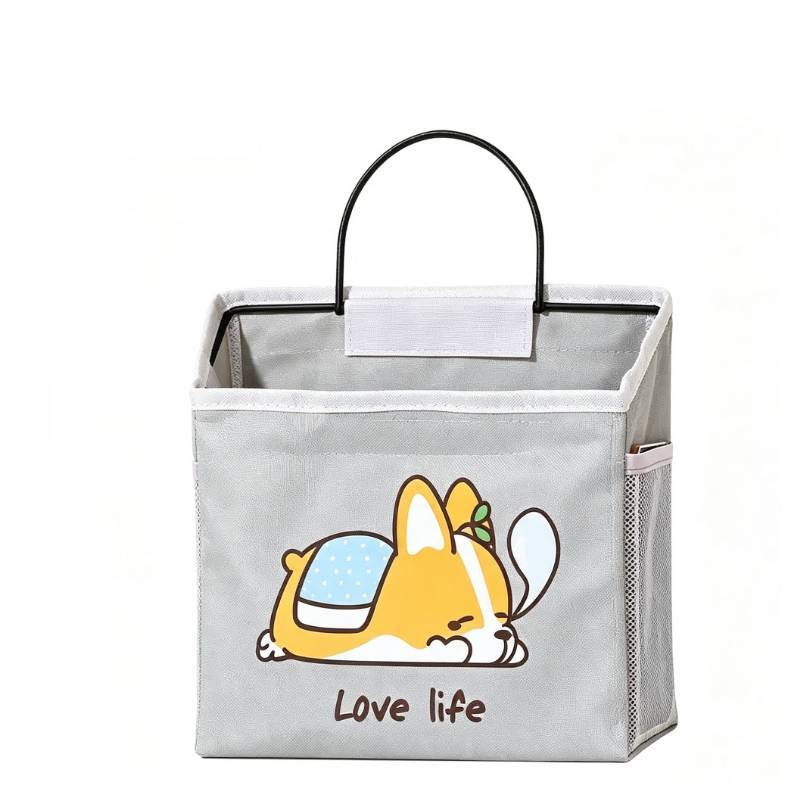 Dorm Room Cotton Fabric Wall Hanging Storage Bag With Multipurpose Pouch For Bedroom Organization