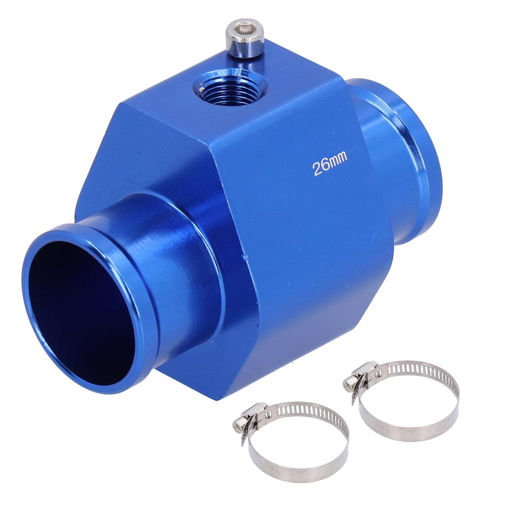 26mm Wassertemperatur Verbindungsrohr Blau Temperatur Schlauchadapter Aluminium Automobilzubehör