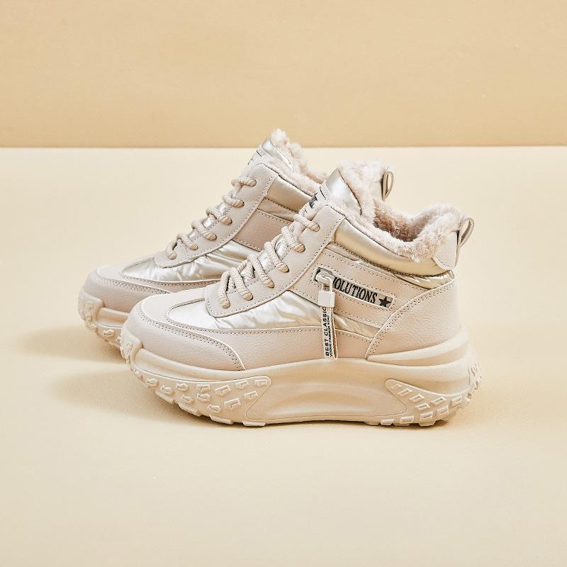 Winter neue Samt-High-Top-Dad-Schuhe für Studentinnen, Ins-Stil, dicke Sohle, vielseitig, warm, lässige Baumwollschuhe K