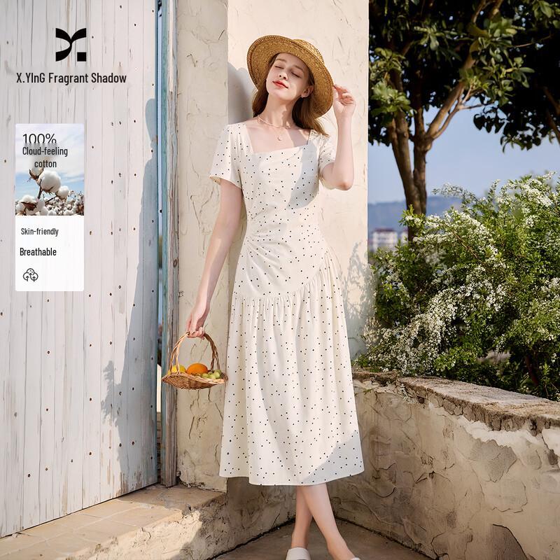 Women s French Style Polka Dot Short Sleeve Dress S