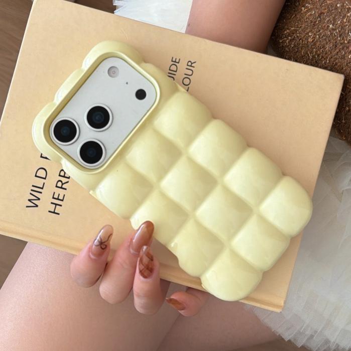 Custodia Placcata Blocco 3D a Quadretti Cartone Animato per For Iphone 17 16 1 Pro Max 14 12 13 11 Lucida Caramella Colore Solido Antiurto Morbida Copertura in TPU