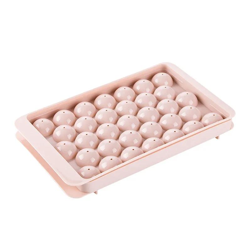 

3D Круглый поднос для льда с крышкой, пищевой пластик, сферическая форма для льда, DIY форма для ледяных шариков, кухонные инструменты для лета