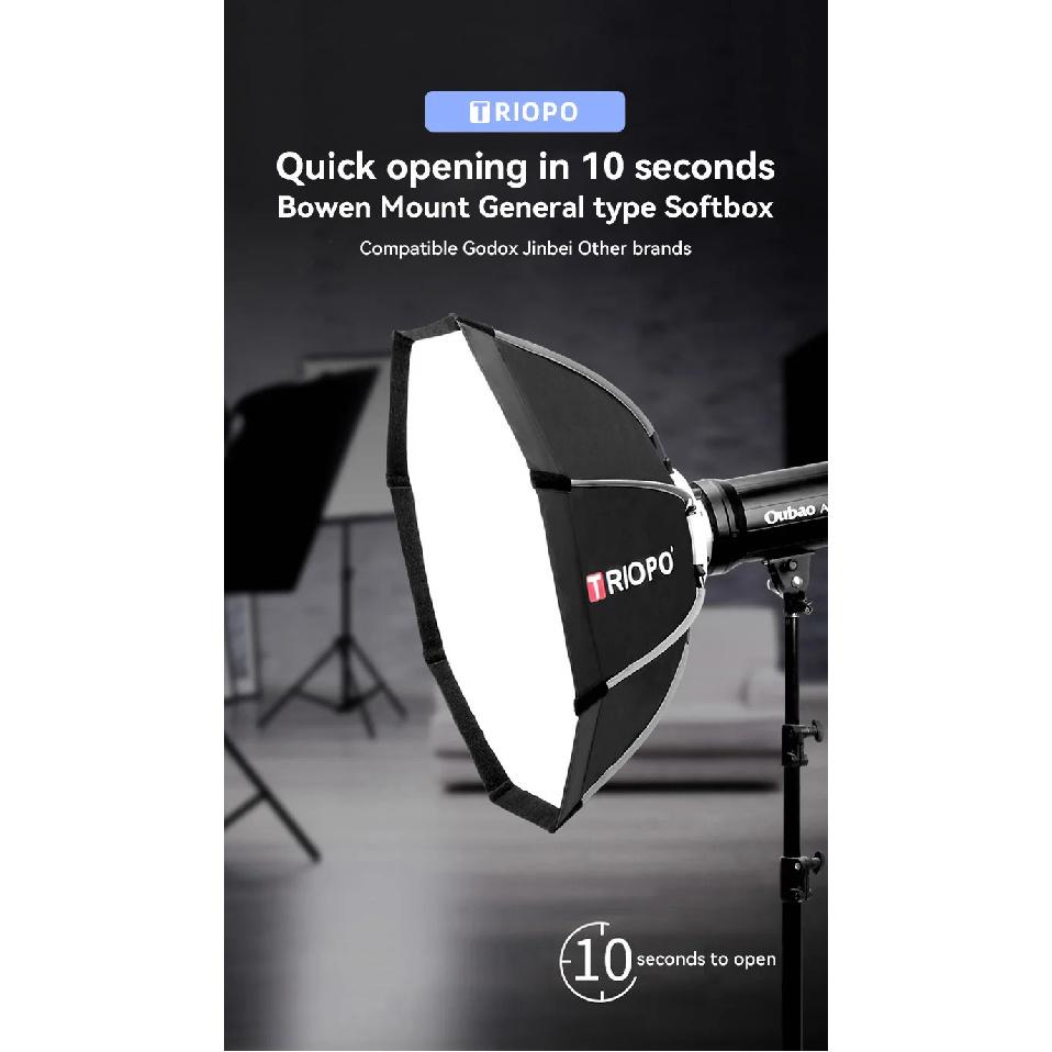 TRIOPO 55cm 65cm 90cm 120cm Foldable Octagon Softbox Bowens Mount for Sokani X100 COLBOR CL60 Godox Aputure LED Video Light