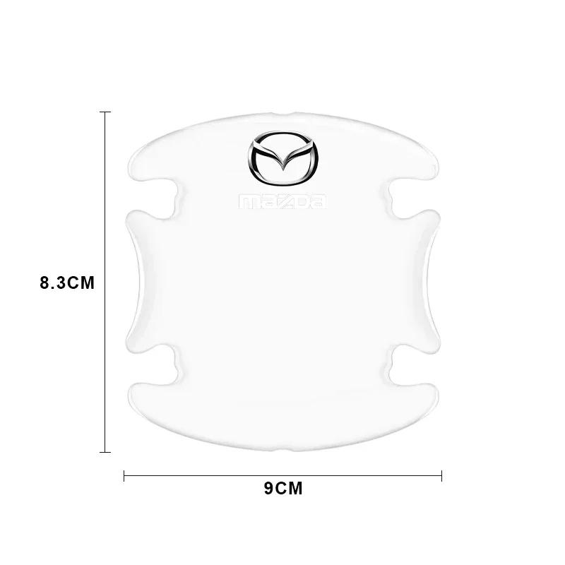 4Pcs Car Door Handle Bowl Guard + Door Edge Anti-Collision Protector for Mazda2, Mazda3, CX-5 FF21