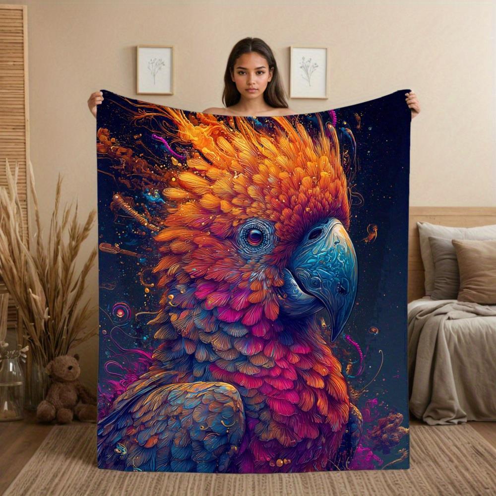

Painted macaw pattern Flannel printed blanket suitable for all seasons suitable for living room office sofa and travel 180x250CM 75x100cm